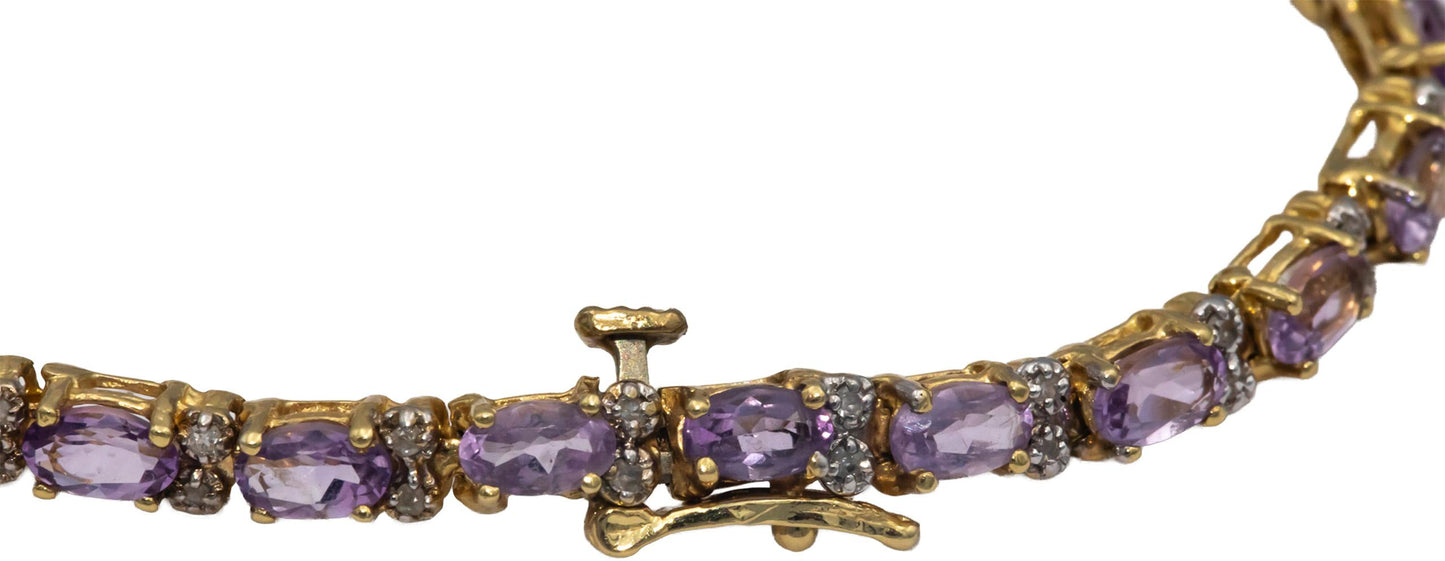 14k Yellow Gold 5.20CT Diamond and Aquamarine Tennis Bracelet