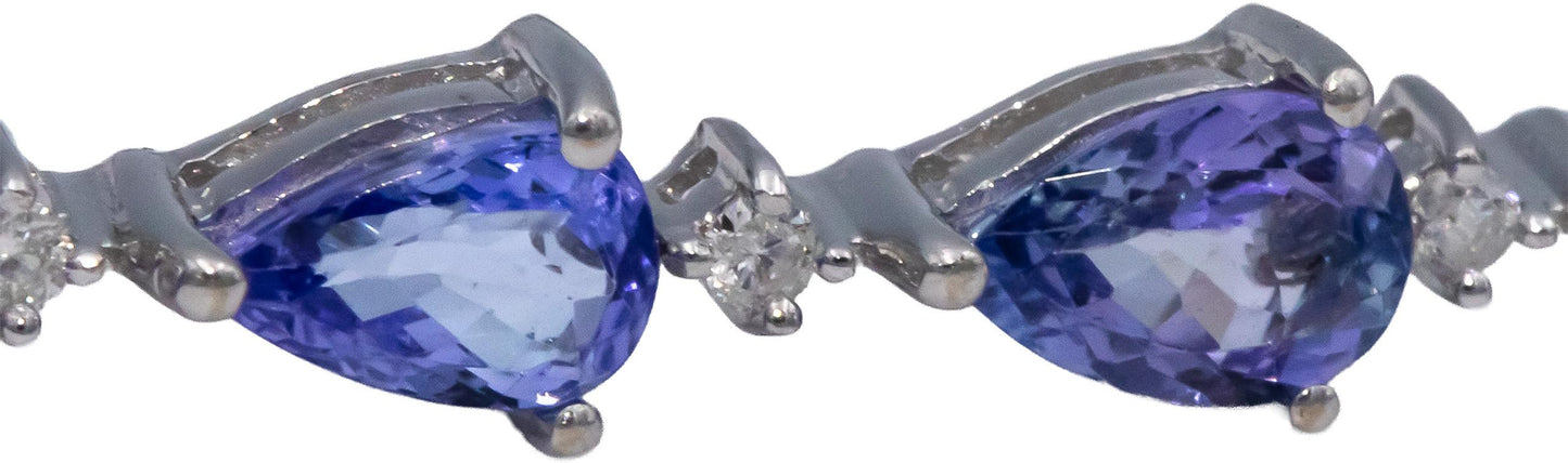 14k White Gold 9.30CT Diamond and Tanzanite Fancy Link Bracelet
