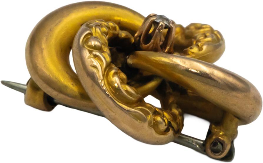 Vintage Antique 10k Yellow Gold Round Diamond Solitaire Brooch 0.03CT