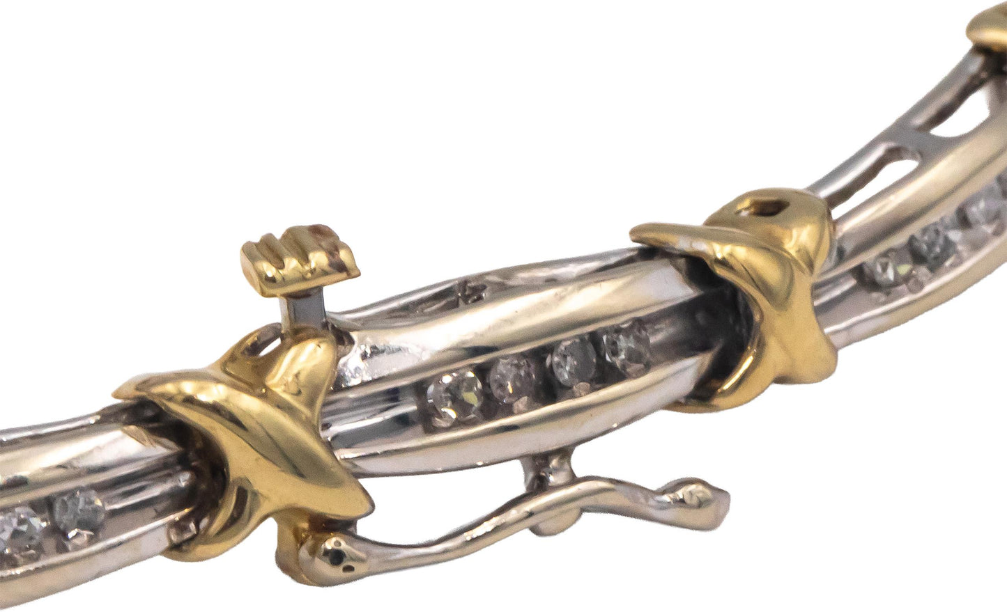 10k Yellow and White Gold 0.50CT Diamond Fancy Link Bracelet