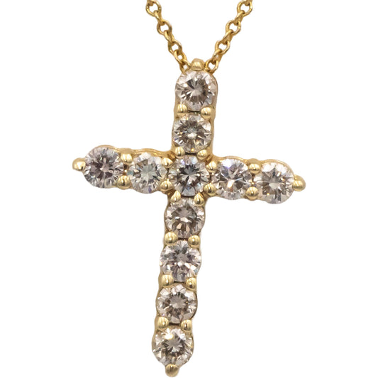 14k Yellow Gold 0.75CT VS Diamond Cross Crucifix Pendant Necklace
