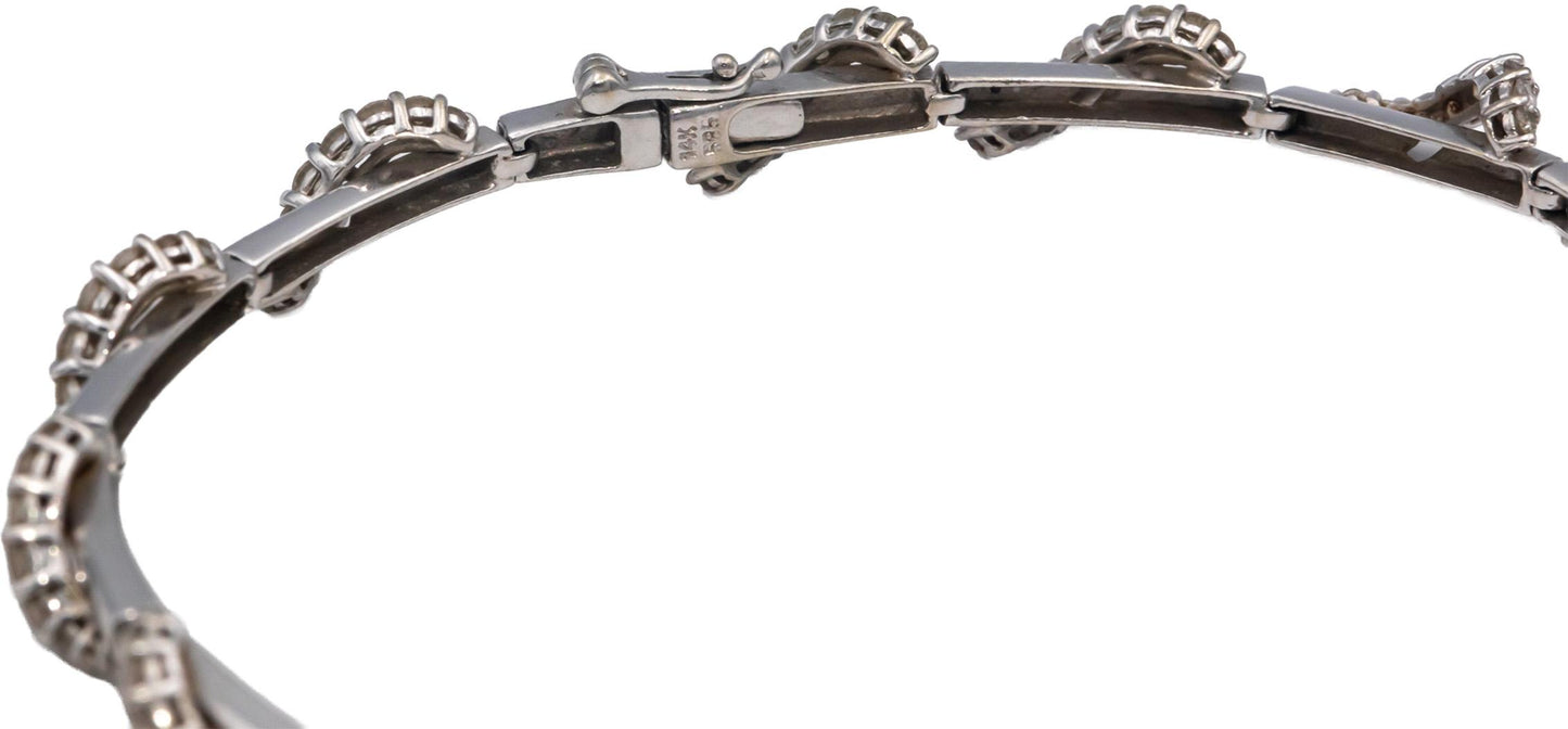 14k White Gold 2.0CT Round Cut Diamond Fancy Formal Tennis Bracelet