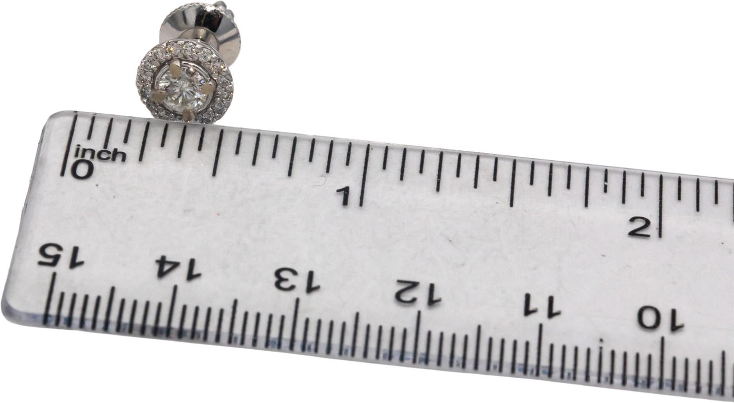 14k White Gold 0.99CT Round Cut Diamond Cluster Stud Earrings
