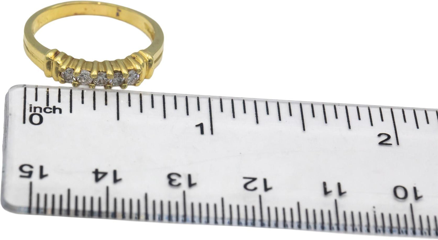 18k Yellow Gold Jewelry Round Diamond Five Stone Band Ring 0.25CT Size 7
