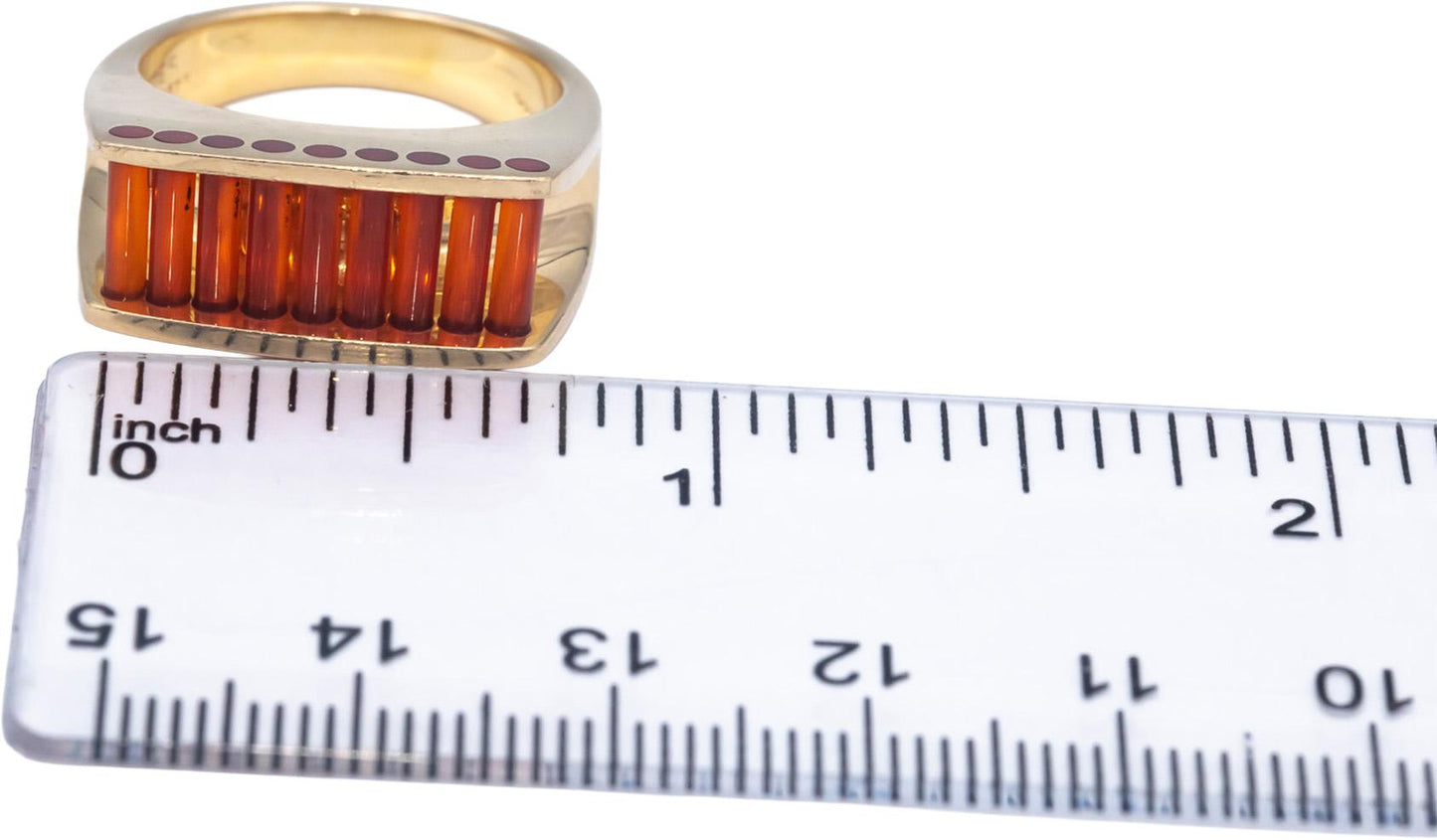 Designer 14k Yellow Gold Fancy Cut Orange Gemstone Ring Size 7.75