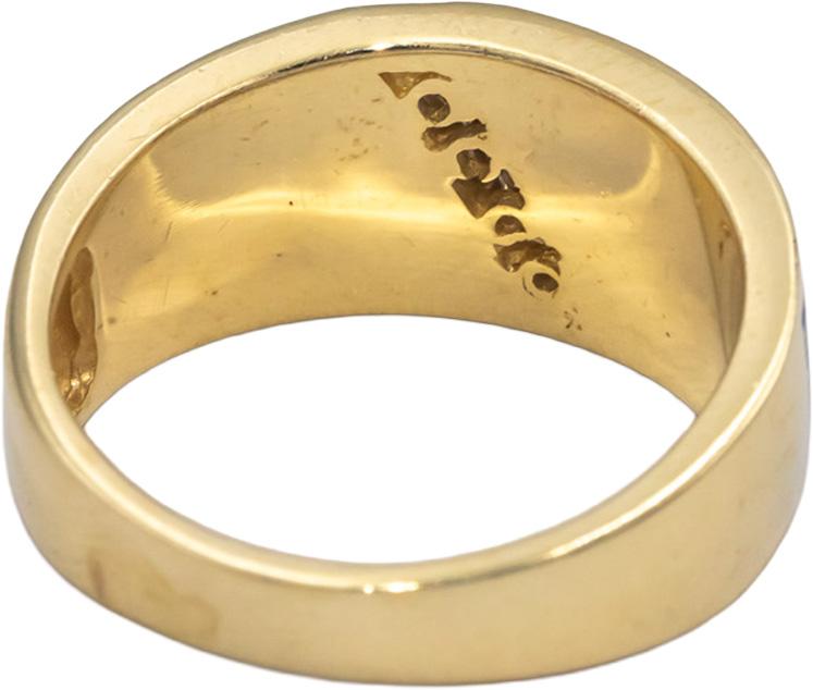 14k Yellow Gold VS Diamond & Painted Enamel Wide Band Ring 0.20CT Size 10.75