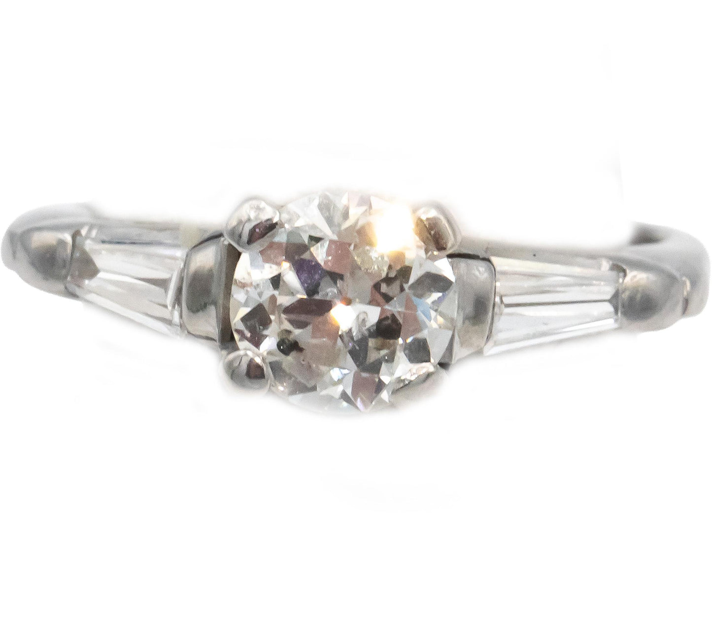 Platinum Diamond Engagement Ring 1.10CT w/ 0.85CT Center Size 4.5