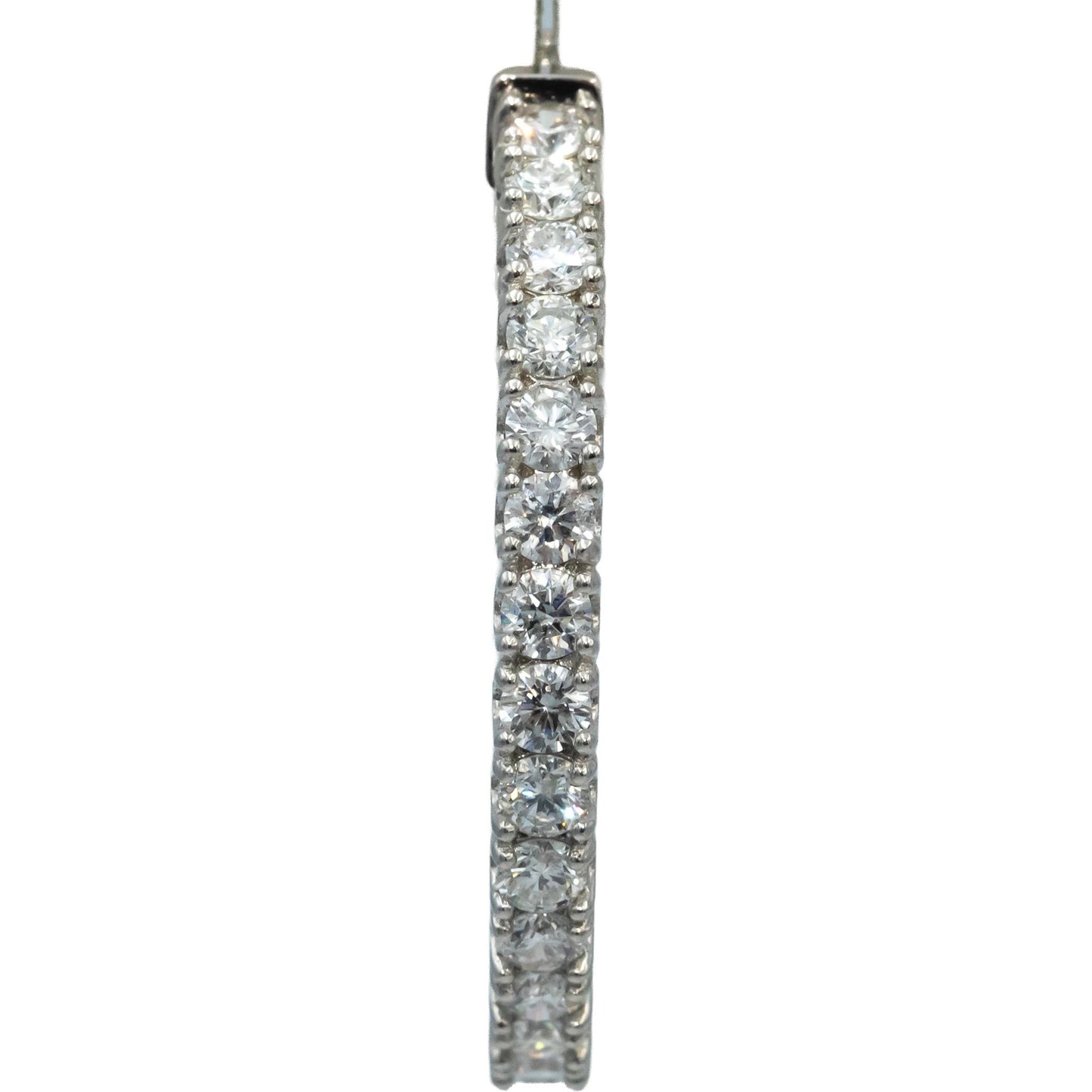 14k White Gold Round Diamond Inside Out Circle Hoop Earrings 5.35CT