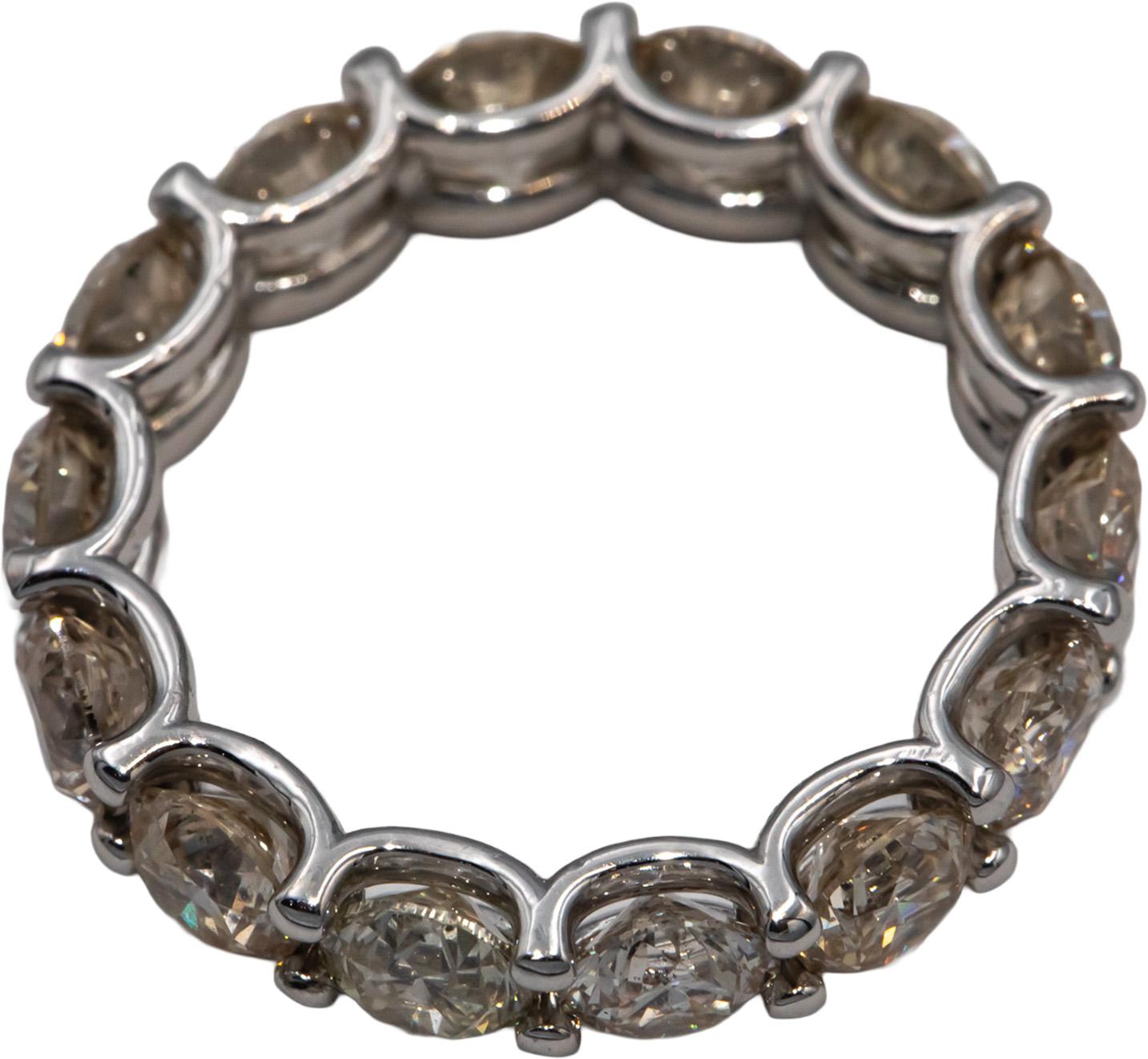14k White Gold Round Shared Prong Diamond Eternity Band Ring 5.10CT Size 6
