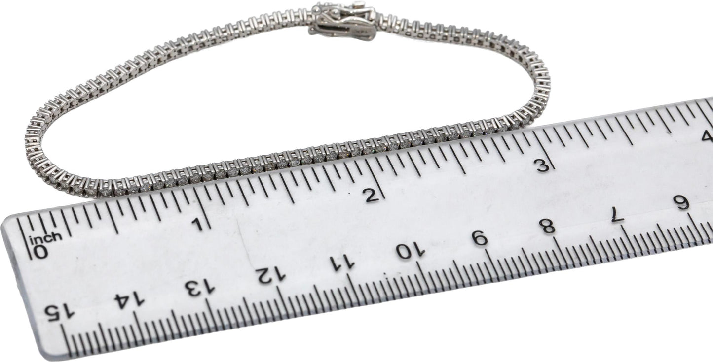 14k White Gold Round Diamond Tennis Bracelet 1.72CT