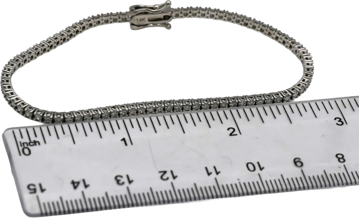14k White Gold VS Round Diamond Tennis Bracelet 2.07CT