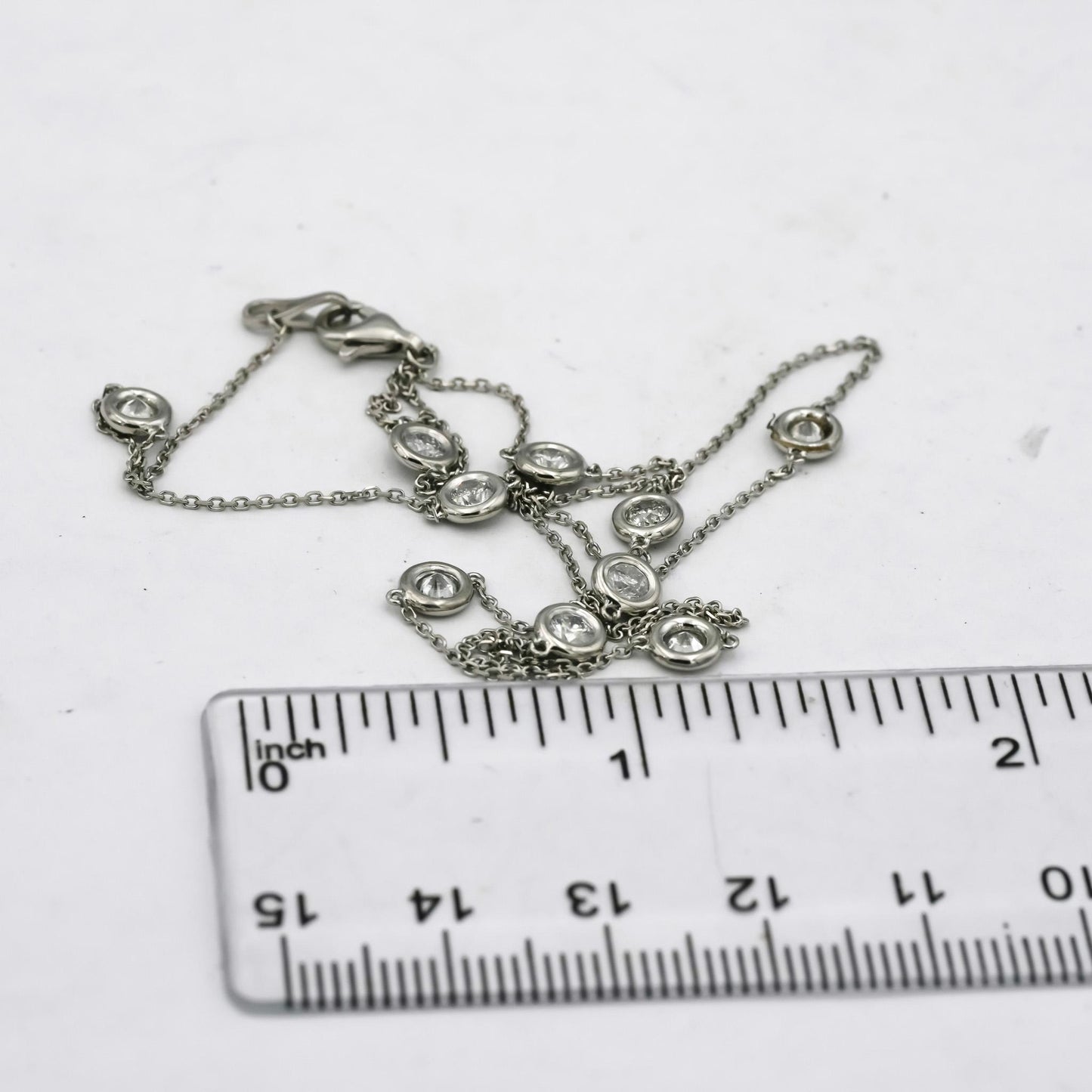 Platinum Round Diamond By the Yard Chain Necklace 1.14CT