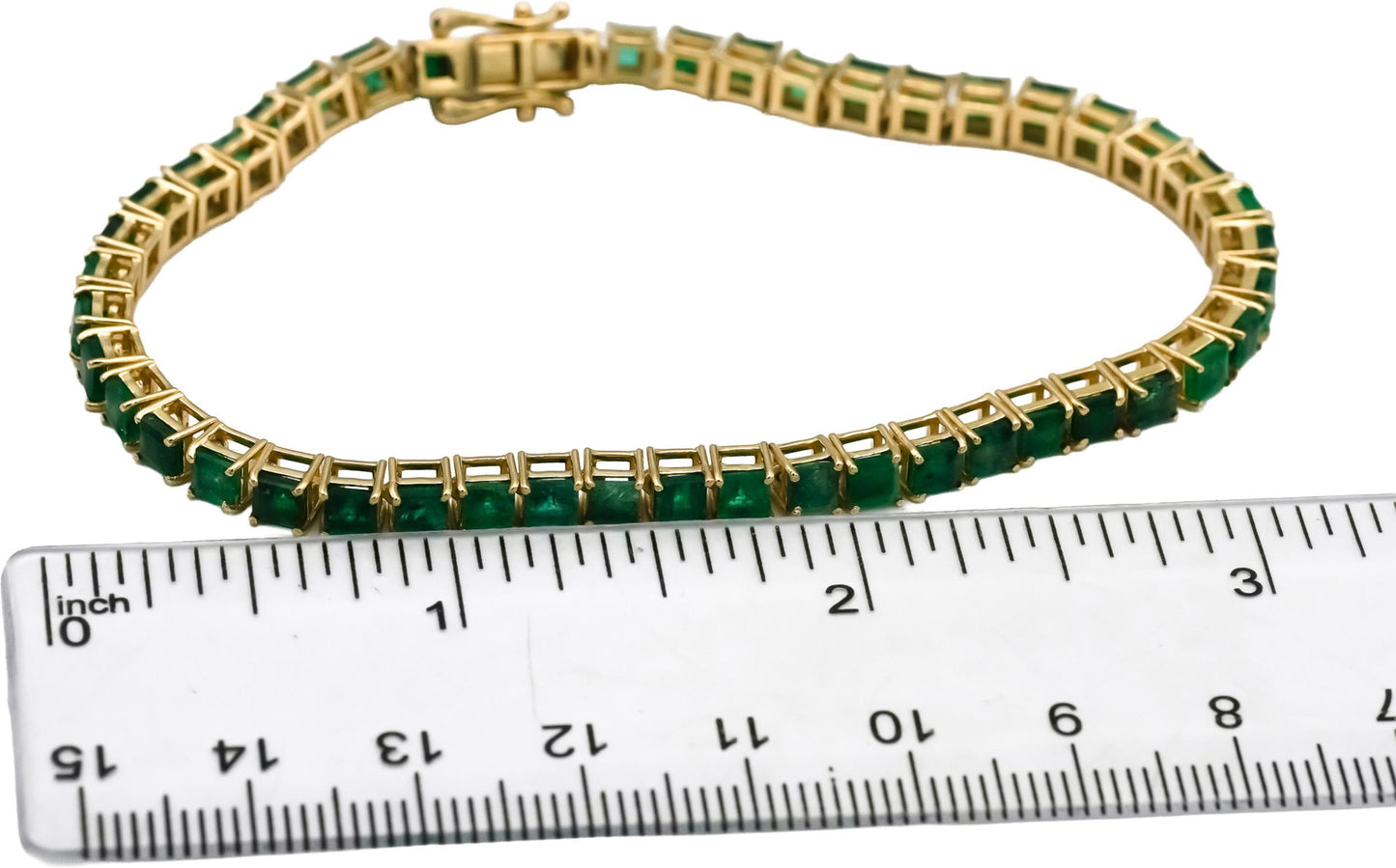 14k Yellow Gold Emerald Tennis Bracelet 7.50CT