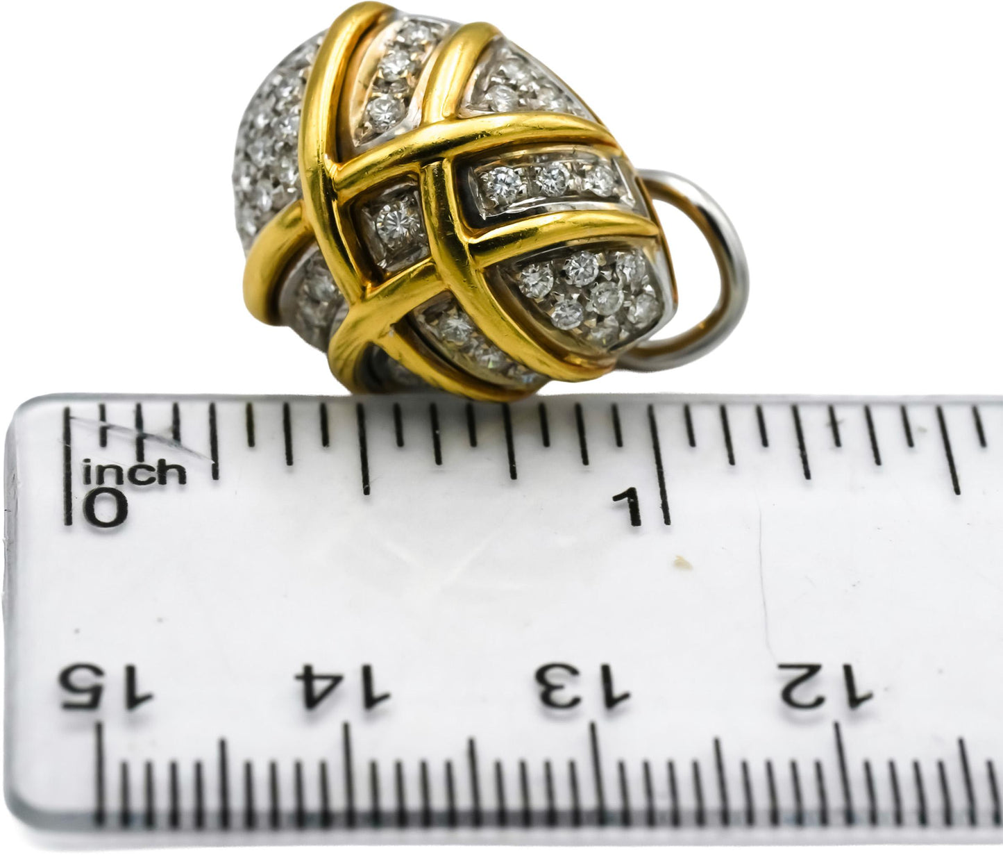 18k Yellow White Gold Round Diamond Dome Shaped Earrings 1.50CT