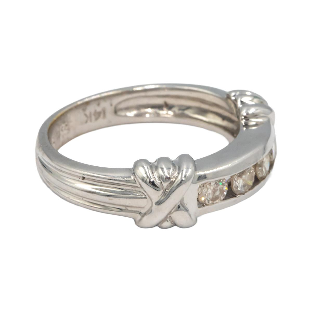 14k White Gold 0.45CT Diamond Channel Set Band Ring Size 6.5