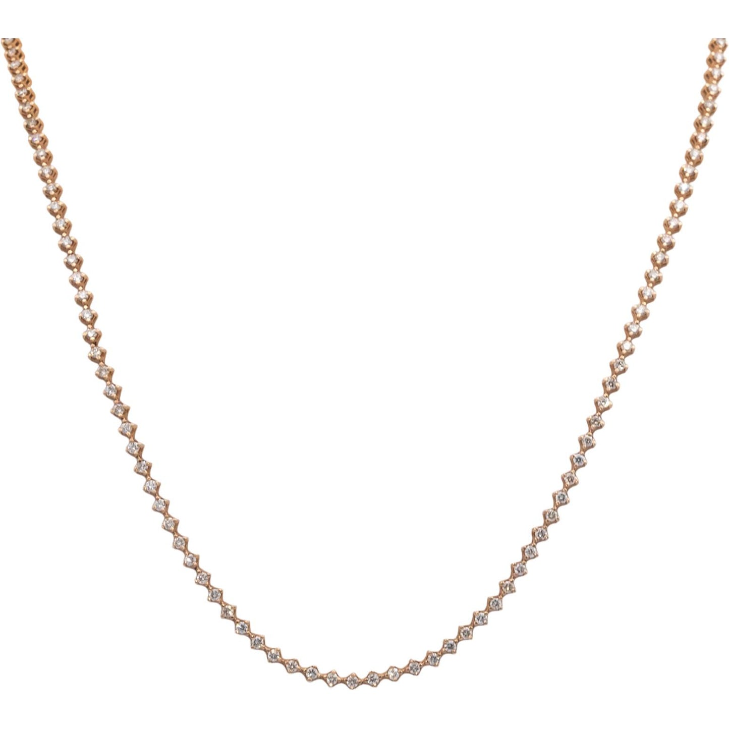14k Rose Gold Round Cut Diamond Chain Necklace 22" Long 4.96CT