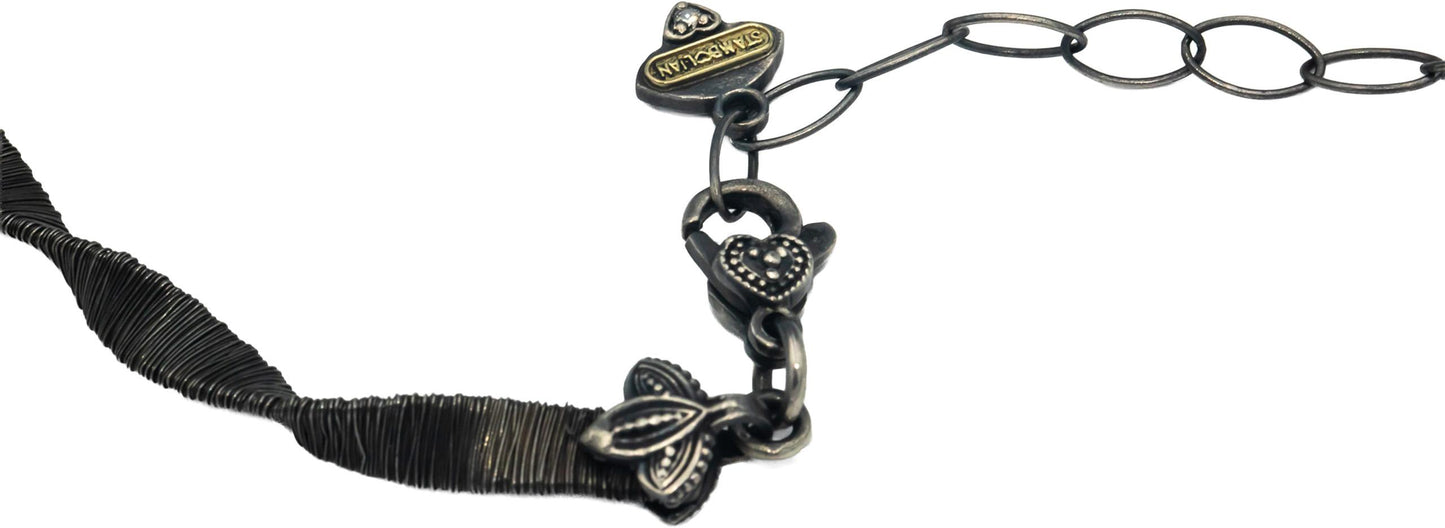 STAMBOLIAN 18k Gold Sterling Silver Diamond Formal Mesh Necklace 0.14CT