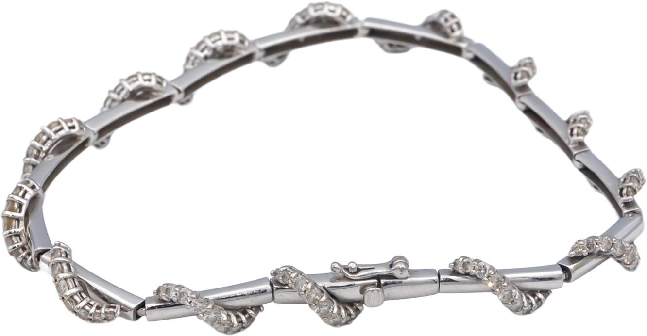 14k White Gold 2.0CT Round Cut Diamond Fancy Formal Tennis Bracelet