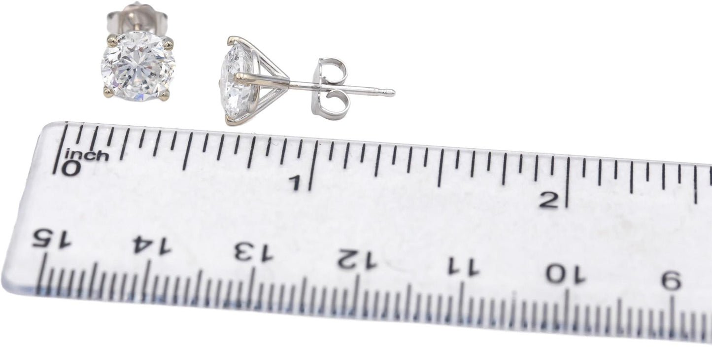 14k White Gold Jewelry Round Diamond Stud Earrings 3.62CT