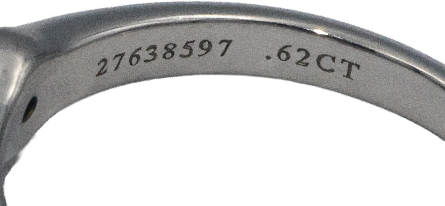 $8800 TIFFANY & CO. Platinum .63CT Round Diamond Engagement Ring w/ Box Papers