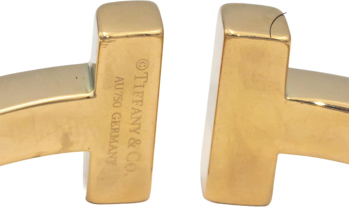 TIFFANY & CO. 18k Gold Tiffany T Square Cuff Bracelet Size Large $8400 Retail