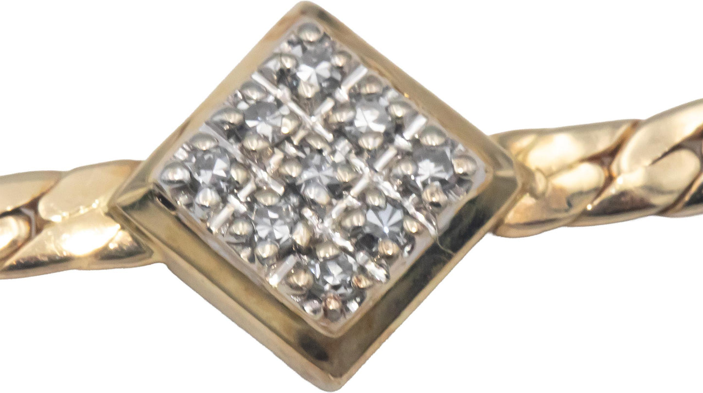 14k Yellow Gold Jewelry 0.10CT VS Round Cut Diamond Flat Link Bracelet