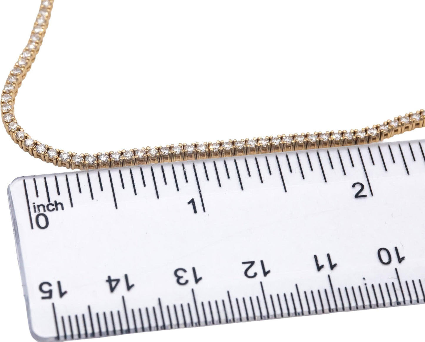 14k Yellow Gold Round Cut Diamond Tennis Necklace Chain 18.5" Long 5.16CT