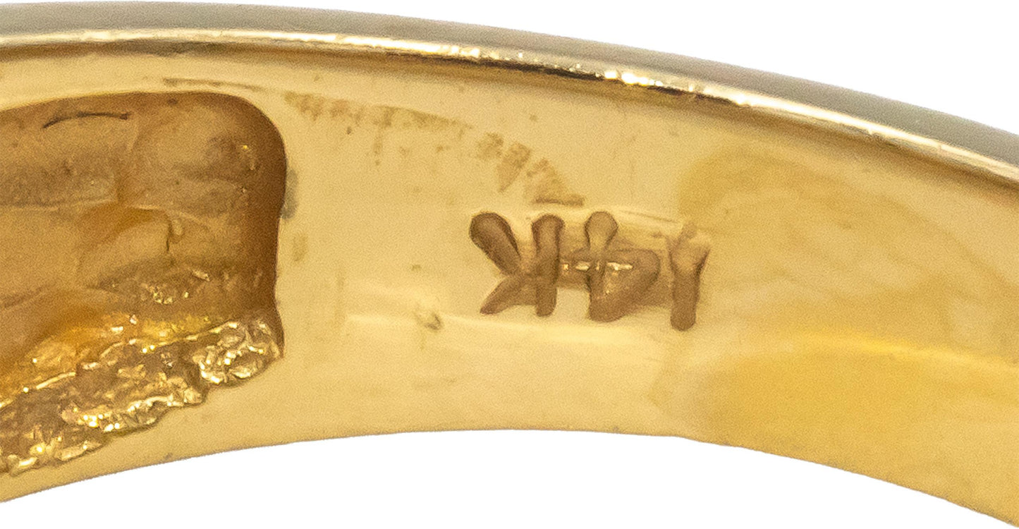 14k Yellow Gold VS Diamond & Painted Enamel Wide Band Ring 0.20CT Size 10.75