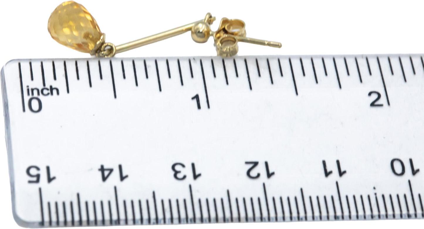 14k Yellow Gold Jewelry Citrine Briolette Cut Dangle Earrings