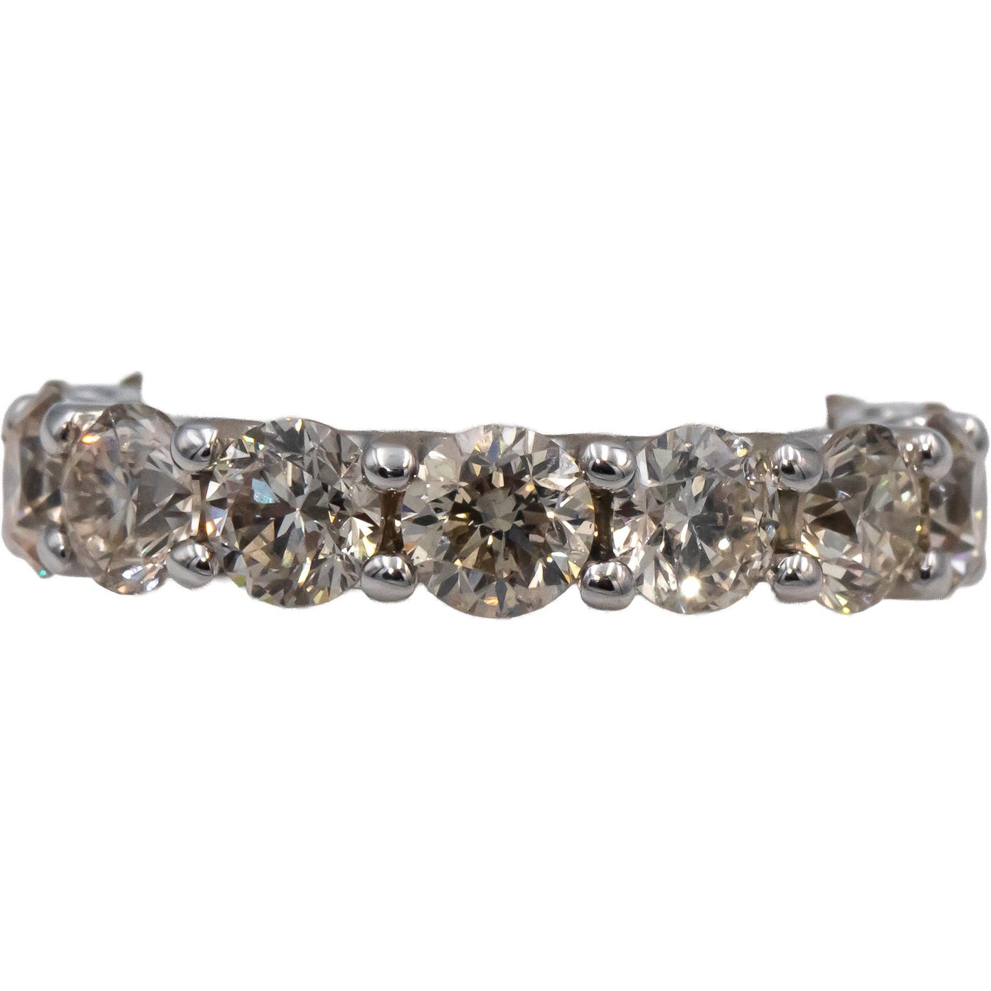 14k White Gold Round Shared Prong Diamond Eternity Band Ring 5.10CT Size 6
