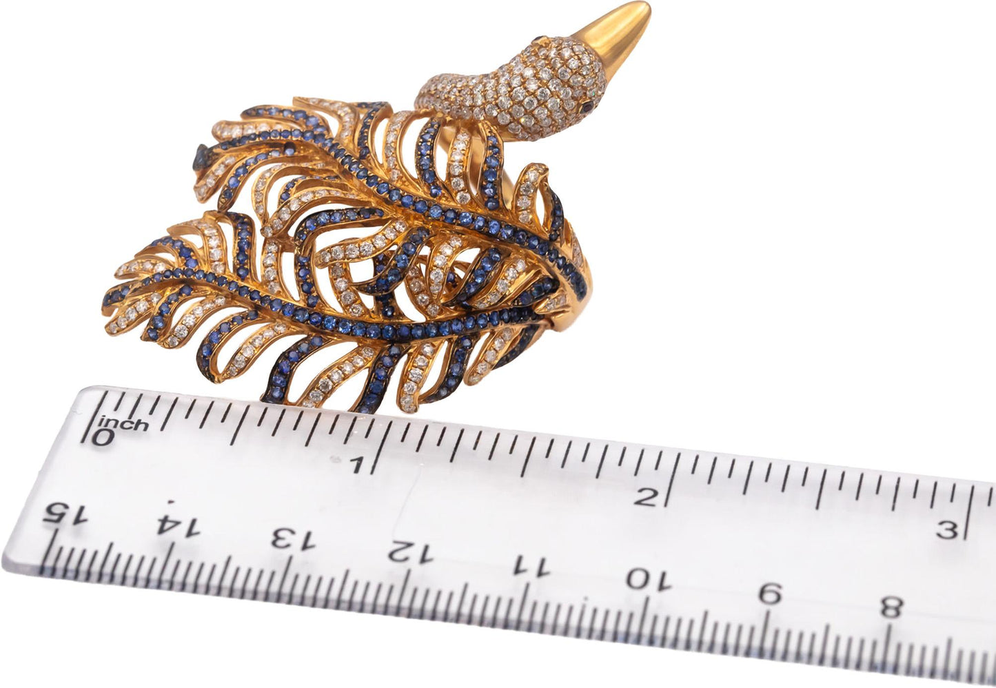 18k Rose Gold Round Diamond & Sapphire Jumbo Peacock Statement Ring 4.50CTW