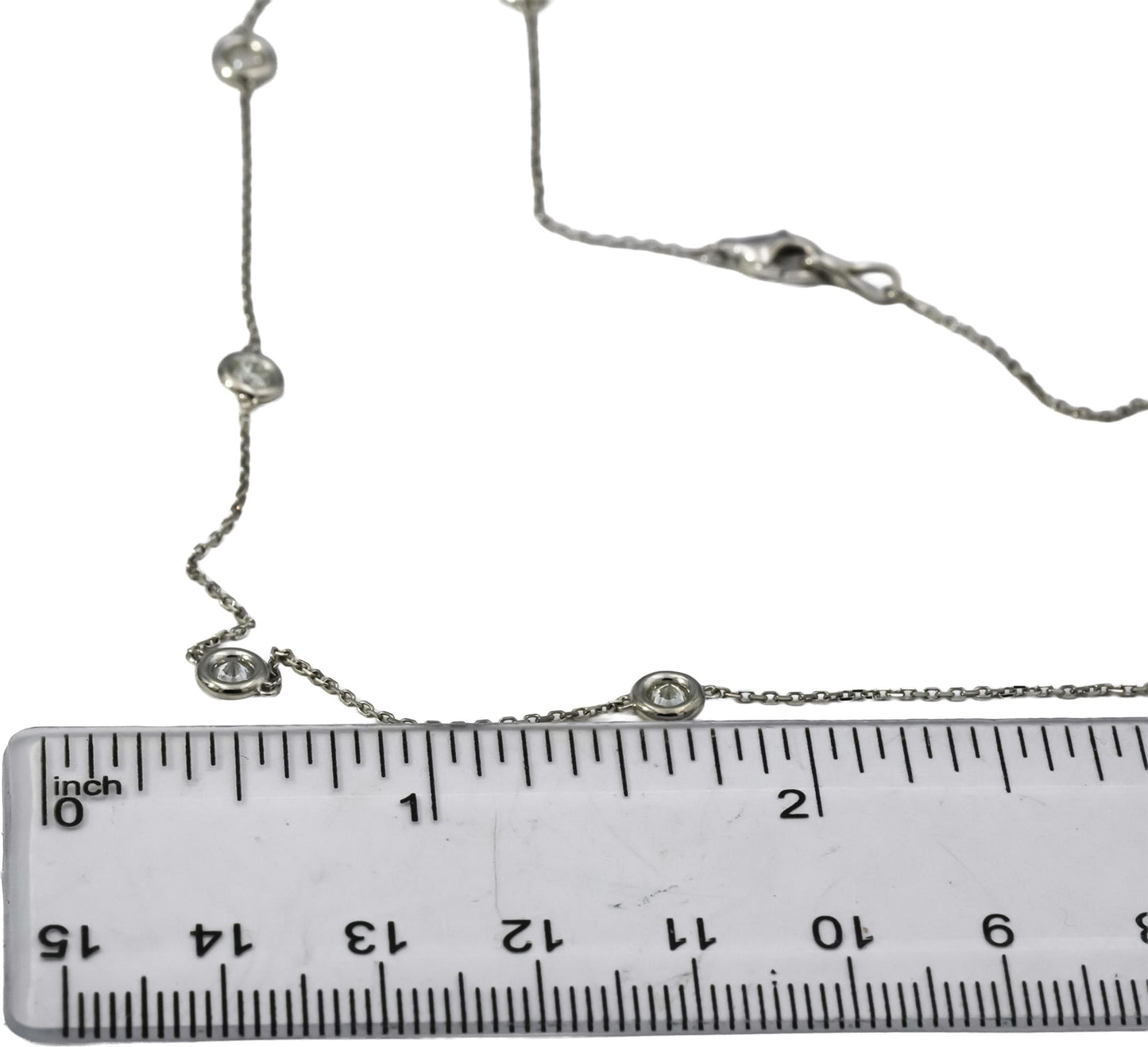 Platinum Round Diamonds By The Yard Chain Necklace 1.15CT 10 Pieces