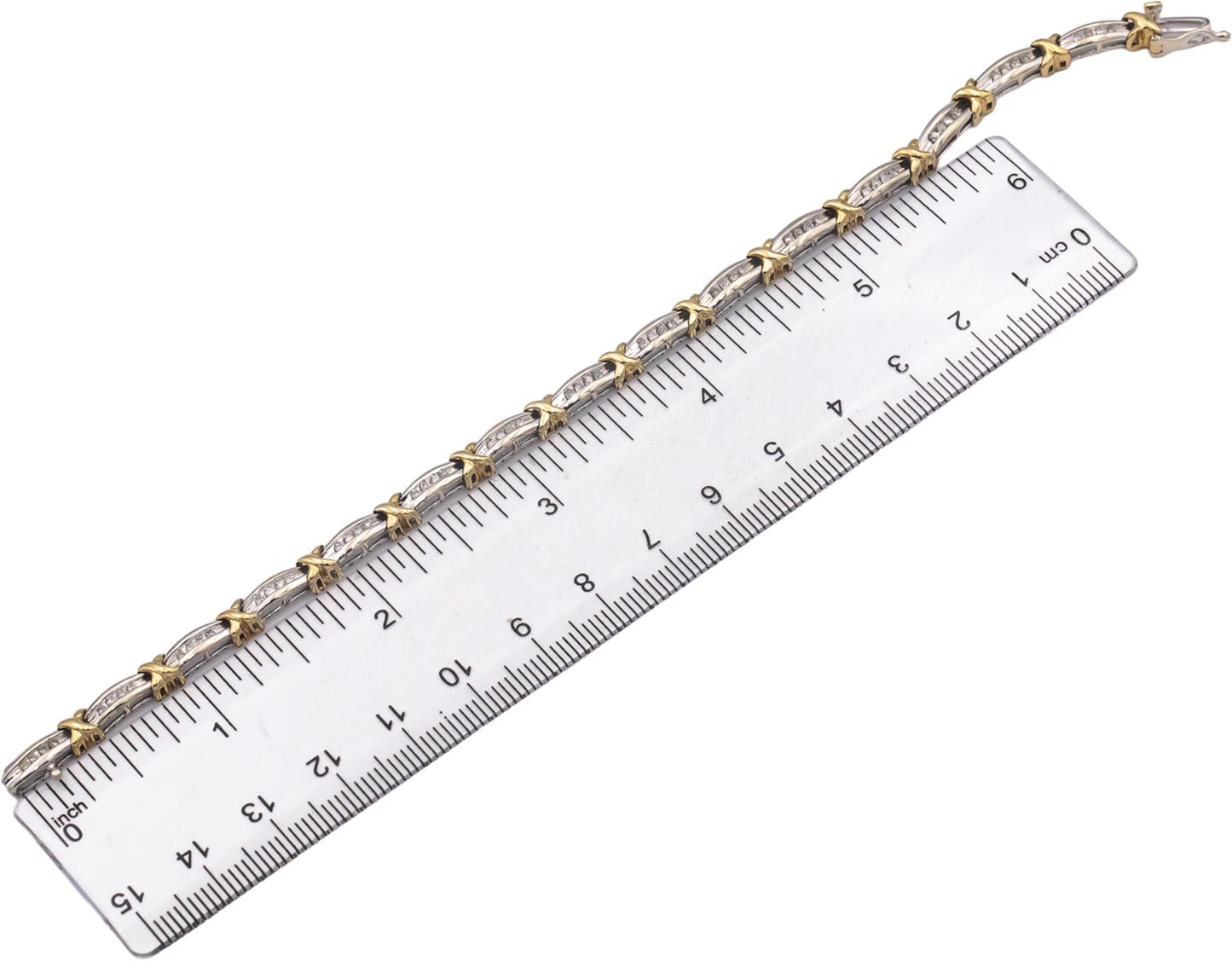 10k Yellow and White Gold Diamond Fancy Link Bracelet 0.50CT