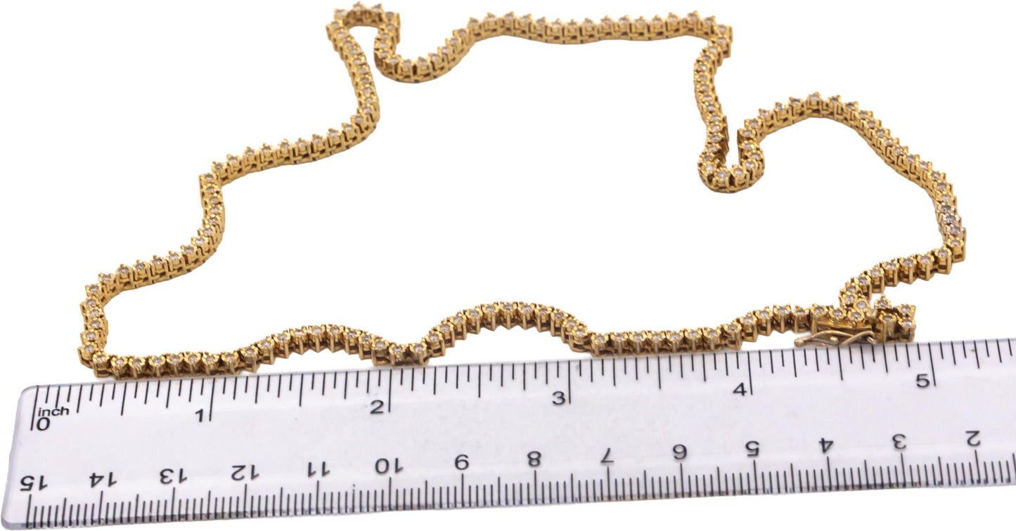 10k Yellow Gold Round Diamond 18.5" Long Tennis Necklace 2.50CT