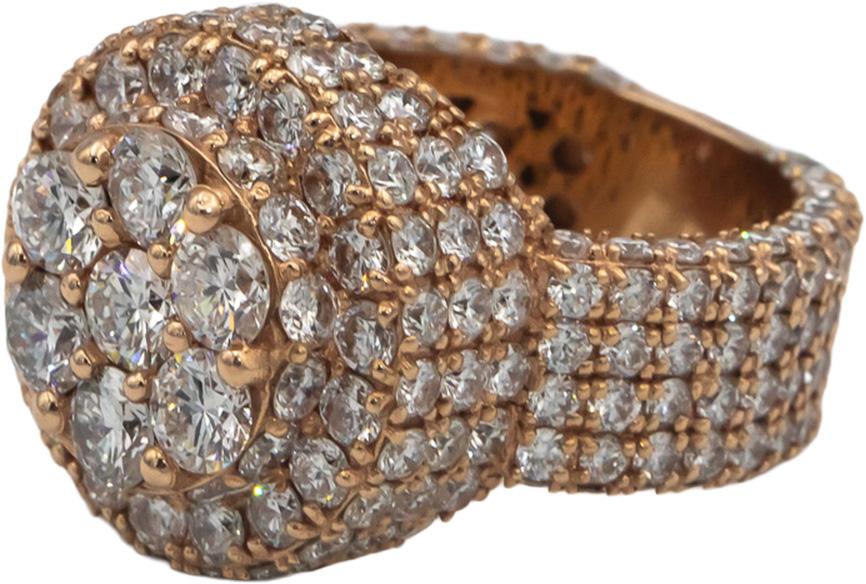 14k Rose Gold Lab Grown Round Diamond Pave Cluster Ring 8.0CT Size 8.5