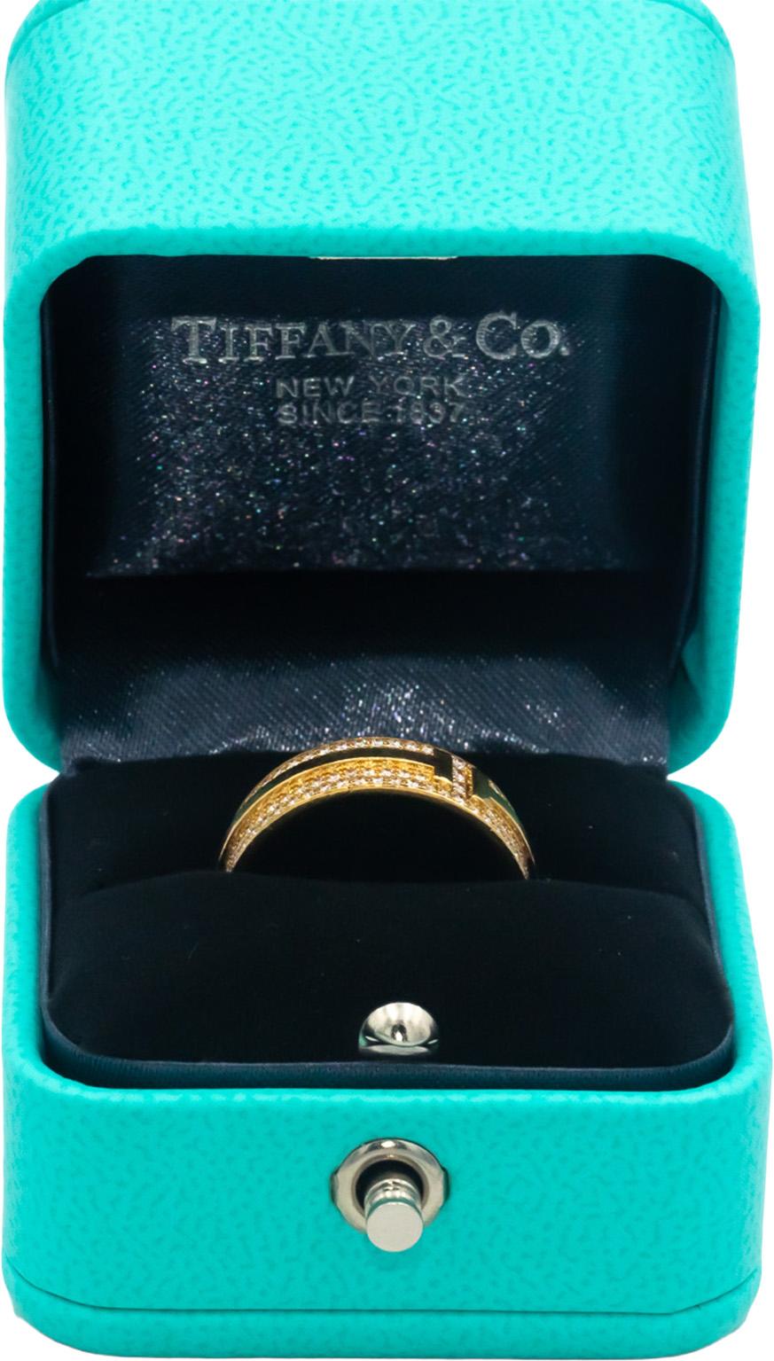 TIFFANY & CO. 18k Gold 0.57CT Diamond T Wide Pave Ring Size 6 w/ Box $10,500