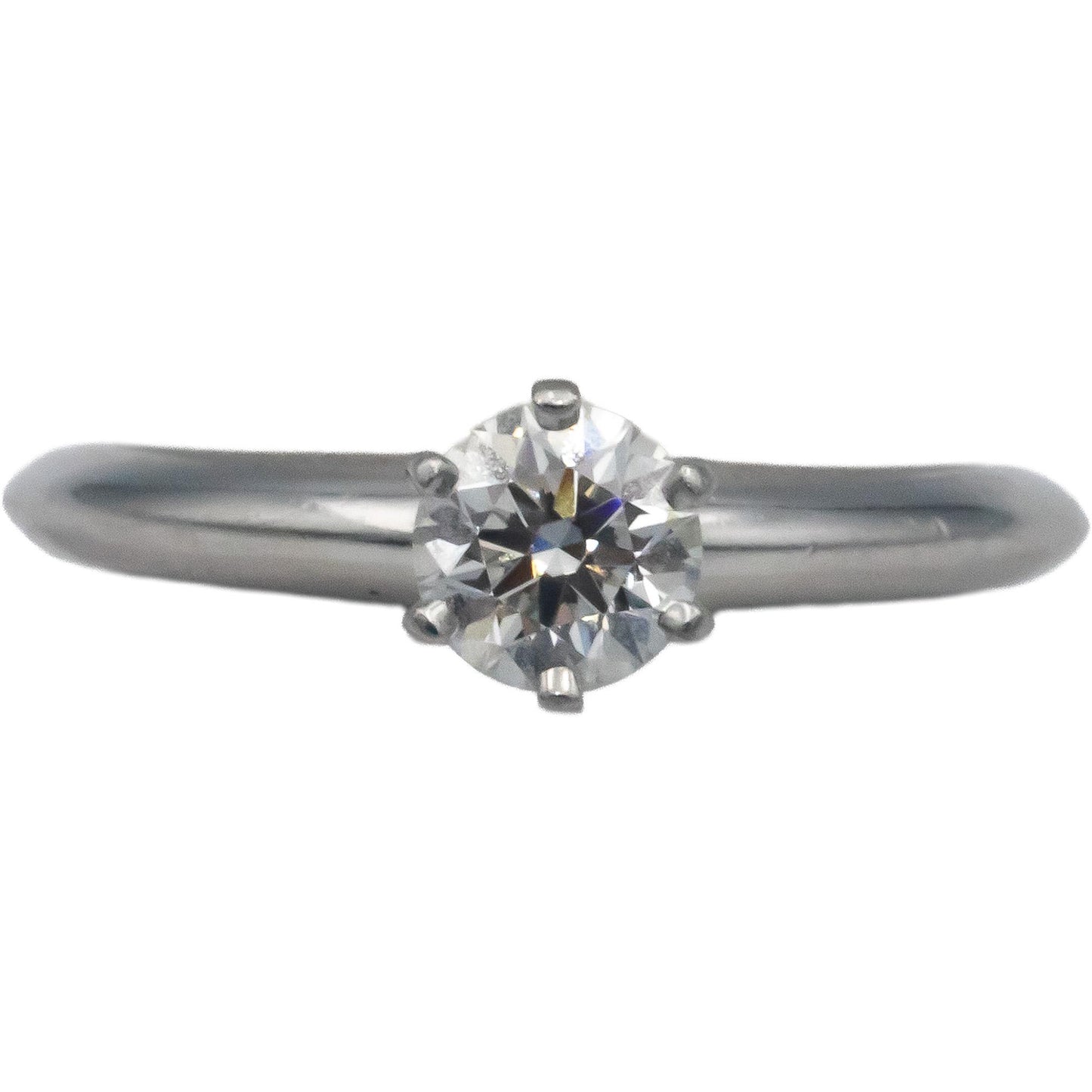 $8800 TIFFANY & CO. Platinum .63CT Round Diamond Engagement Ring w/ Box Papers