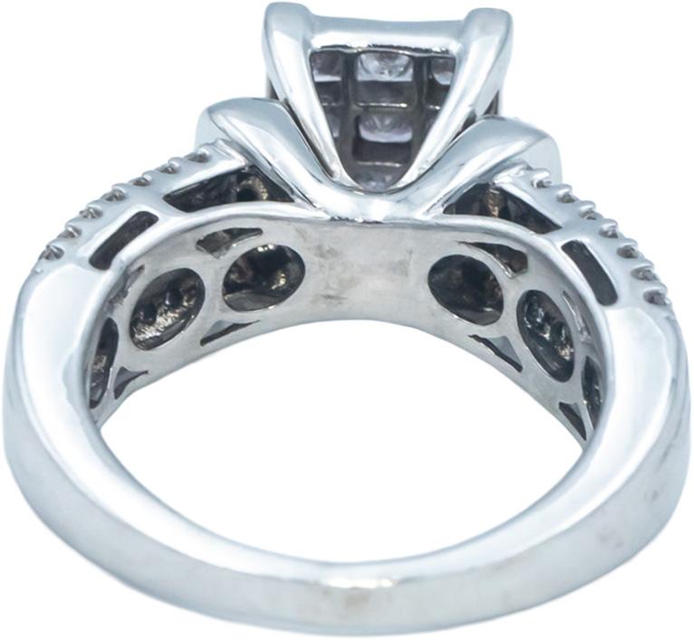 10k White Gold 0.75CT Princess & Round Cut Diamond Ring Size 5.75