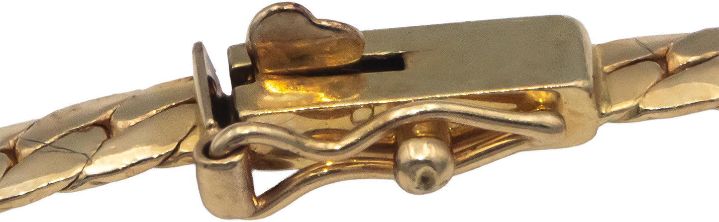 14k Yellow Gold Jewelry 0.10CT VS Round Cut Diamond Flat Link Bracelet