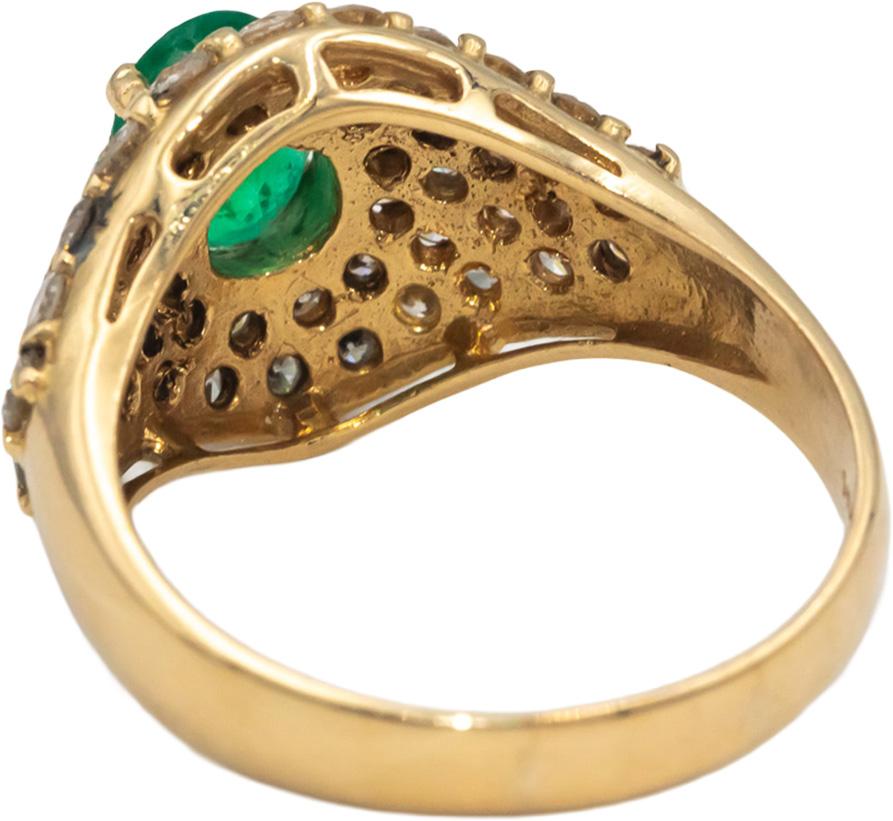 14k Yellow Gold Oval Cut Emerald Round Diamond Cocktail Ring 2.50CT Size 9
