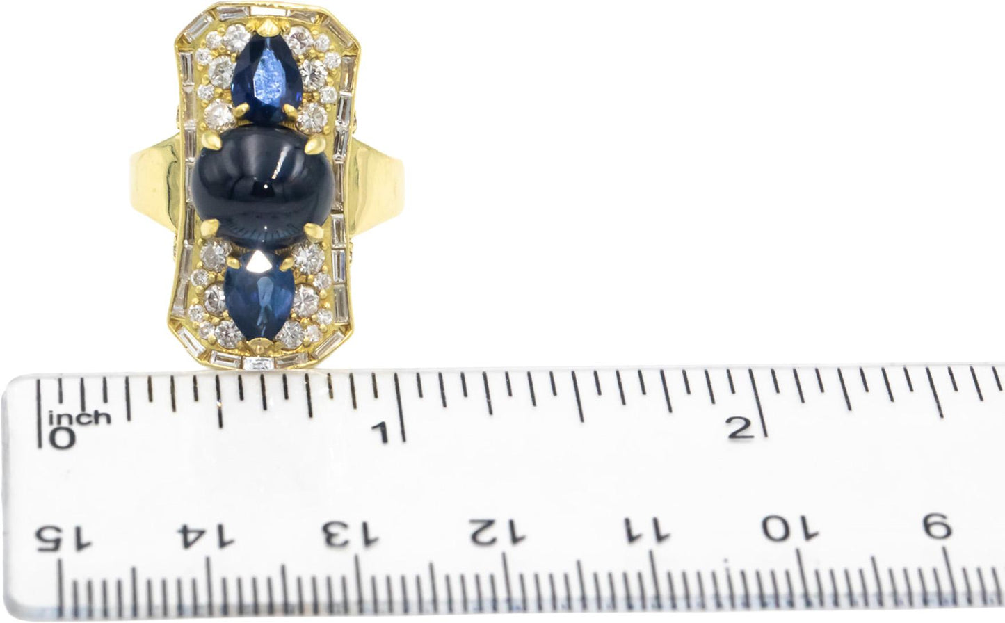 18k Yellow Gold VS Diamond & Sapphire Cocktail Ring 8.65CT Size 7.5
