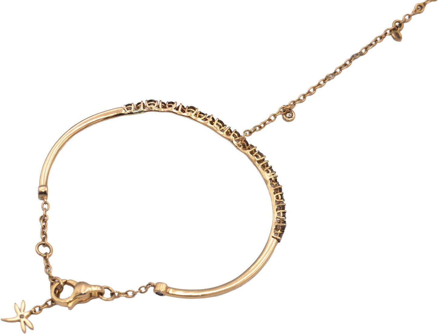 CASTO Designer 18k Yellow Gold Round Diamond Hand Chain Ring Bracelet 2.0CT