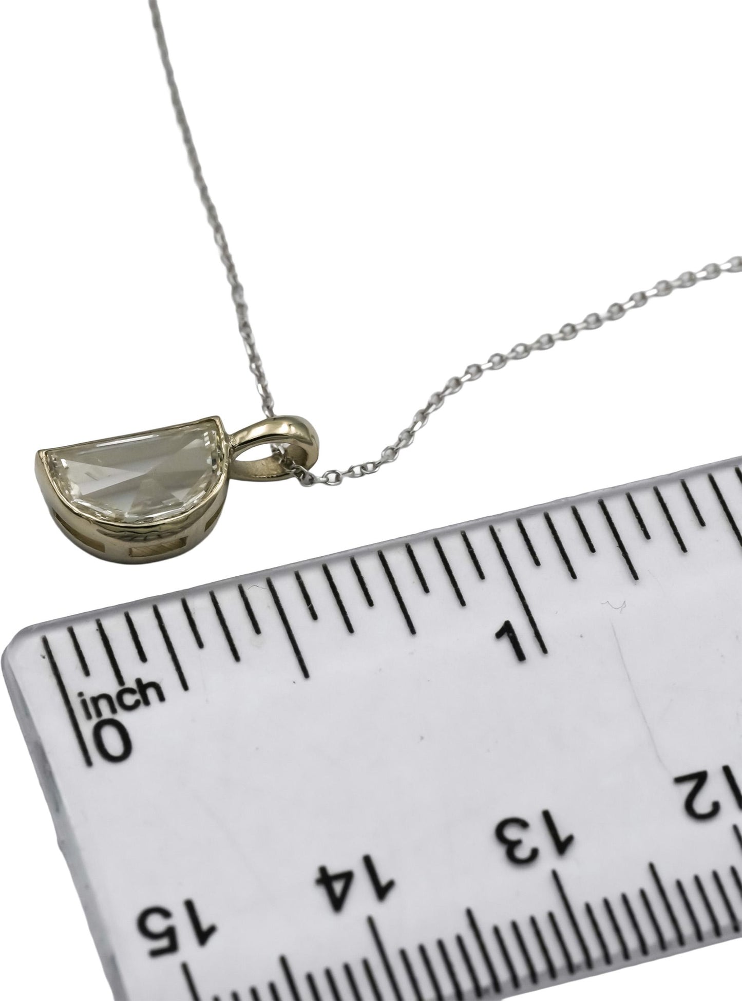 14k White Gold Half Moon Rose Cut Diamond Solitaire Pendant Necklace 1.03CT