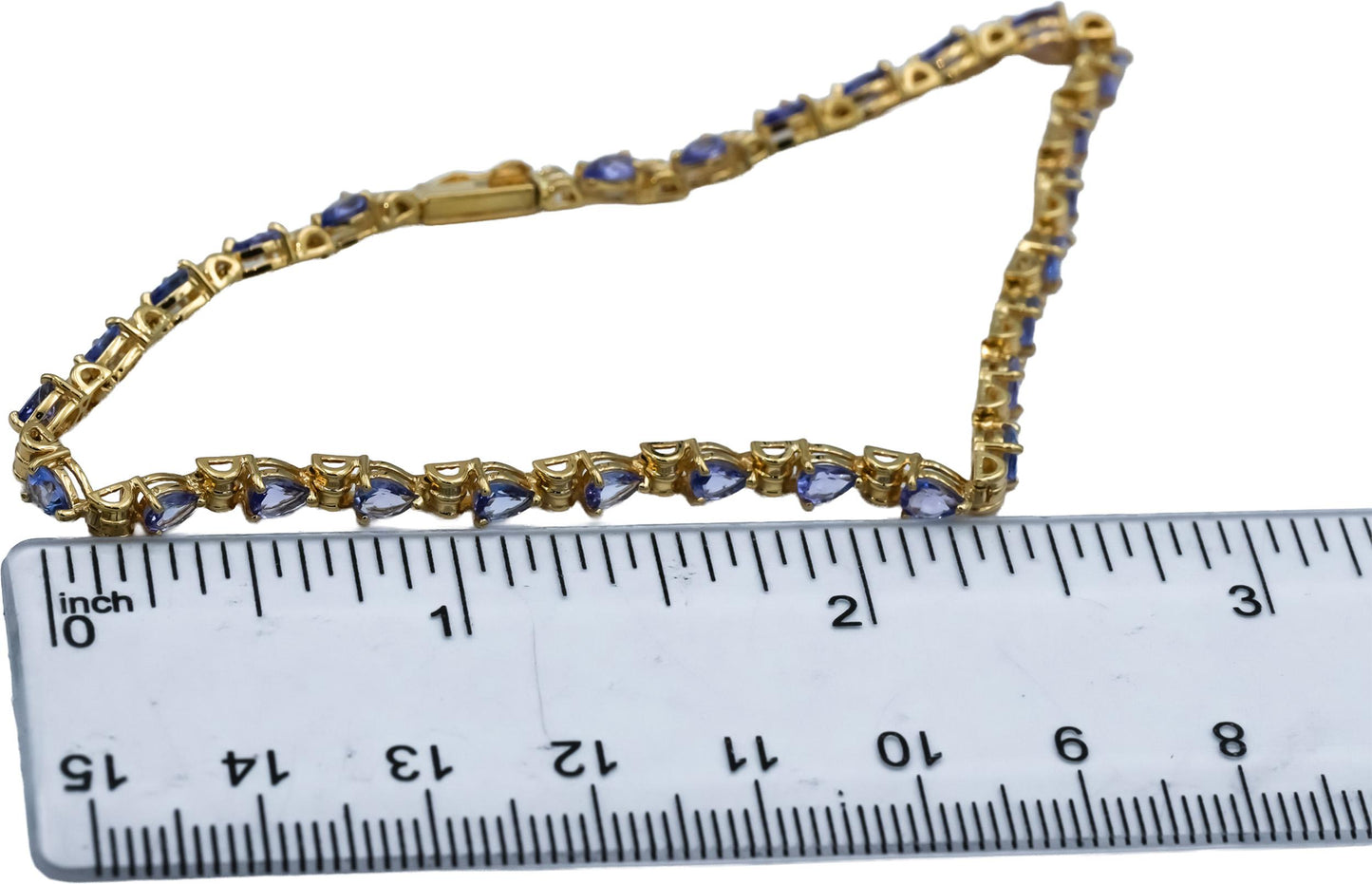 14k Yellow Gold Pear Cut Tanzanite Line Bracelet 4.0CT