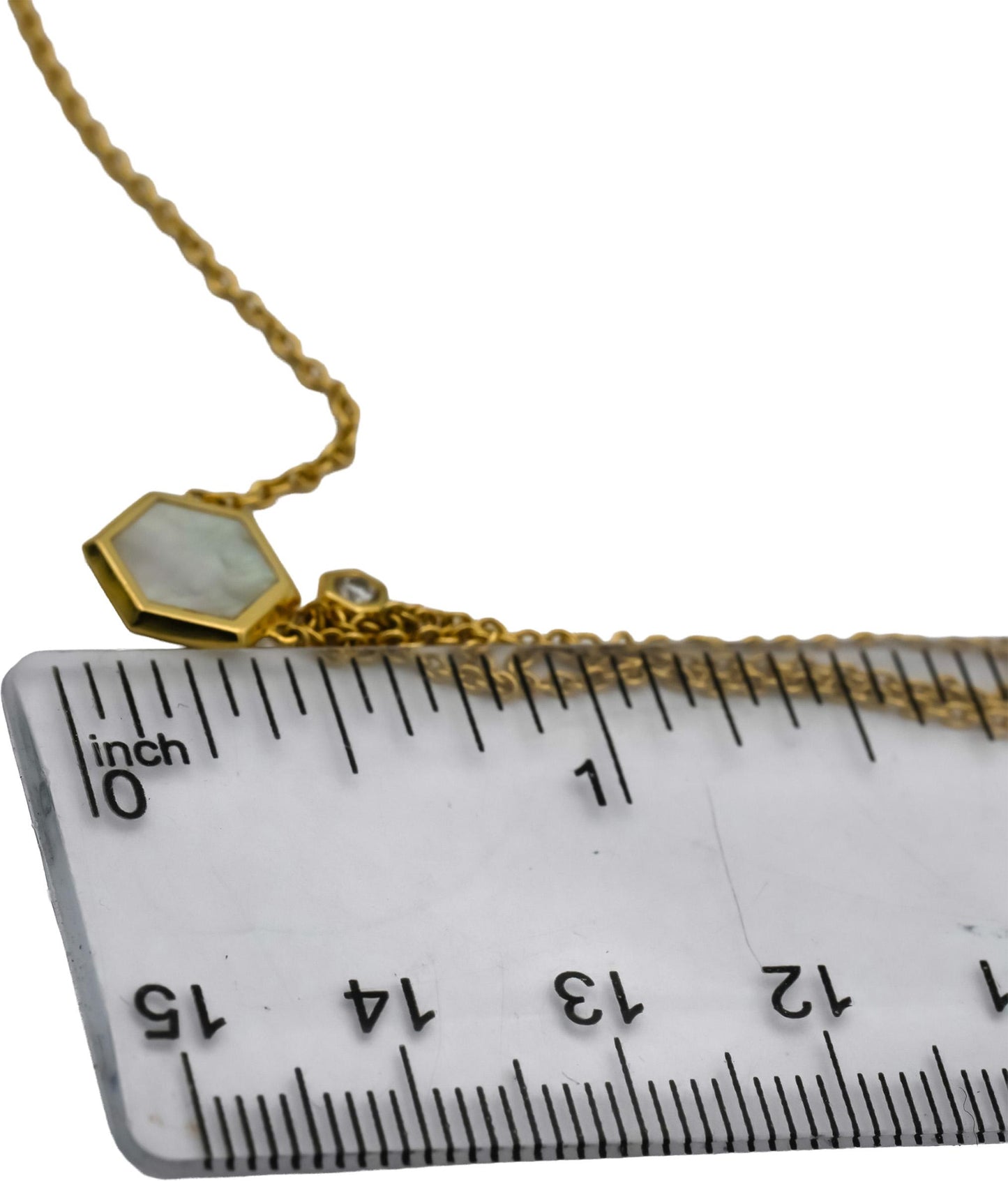 BIRKS 18k Yellow Gold Mother of Pearl Chain Necklace w/ Diamond Accent
