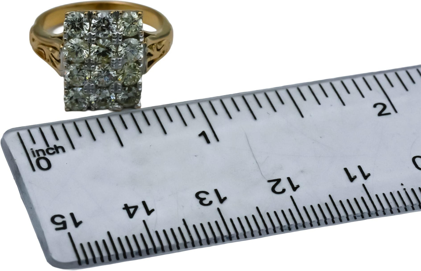 18k Yellow Gold Round Diamond Cluster Cocktail Ring 2.0CT Size 6.5