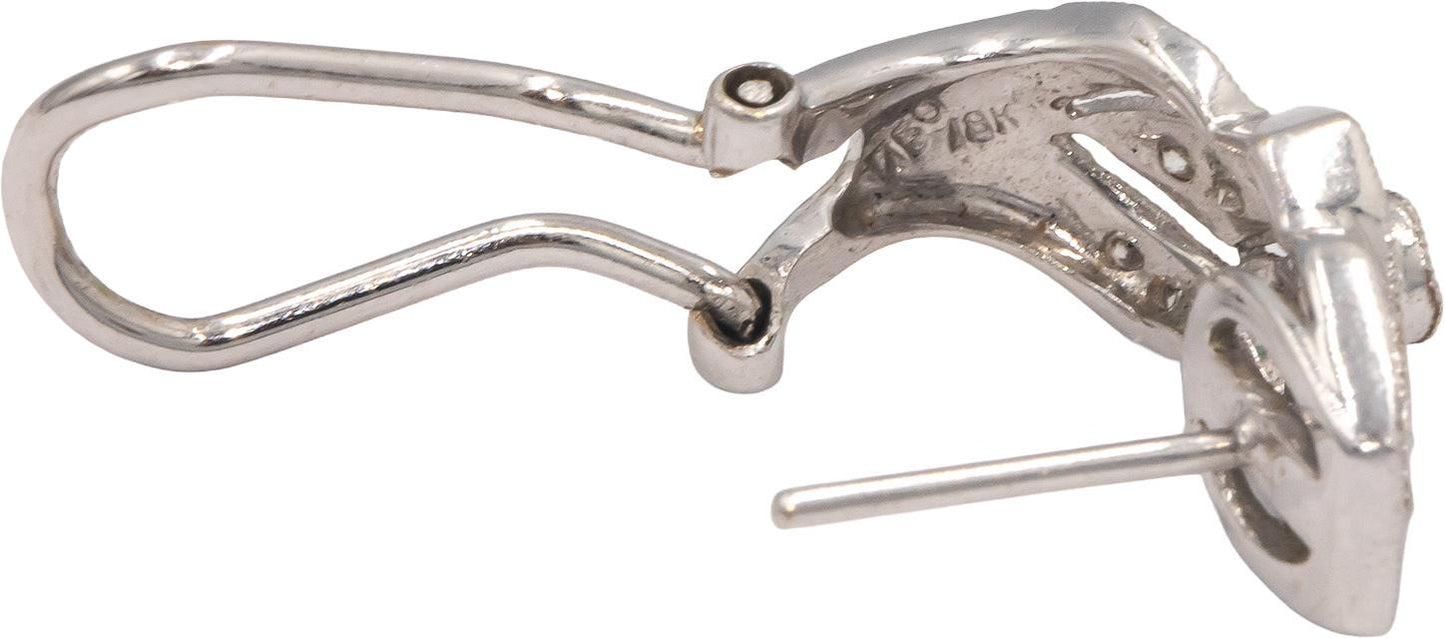 18k White Gold Round Diamond Curved Huggie Earrings 0.70CT