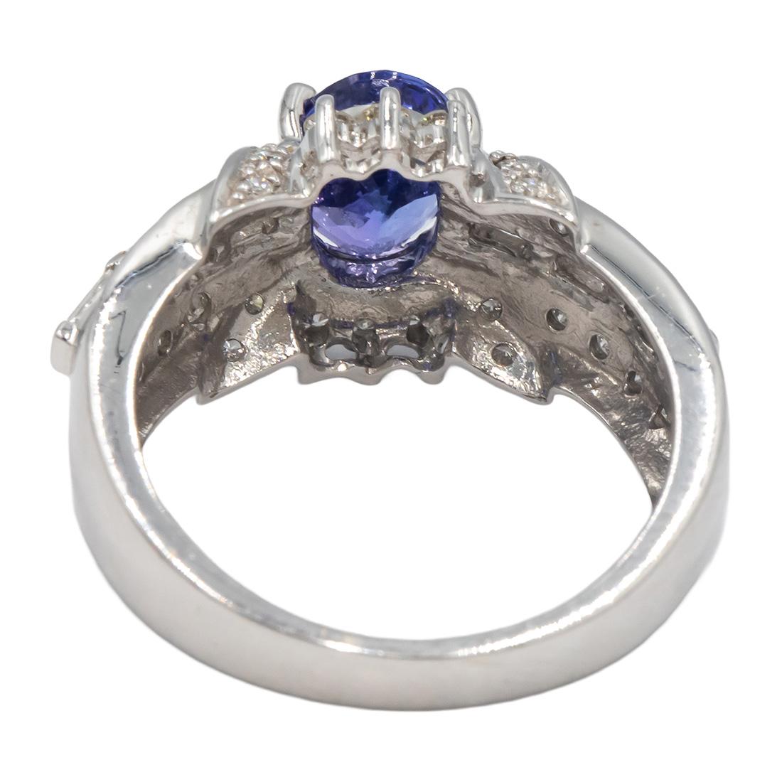 KALATI 18k White Gold 1.60CT Diamond and Tanzanite Cocktail Ring Size 7