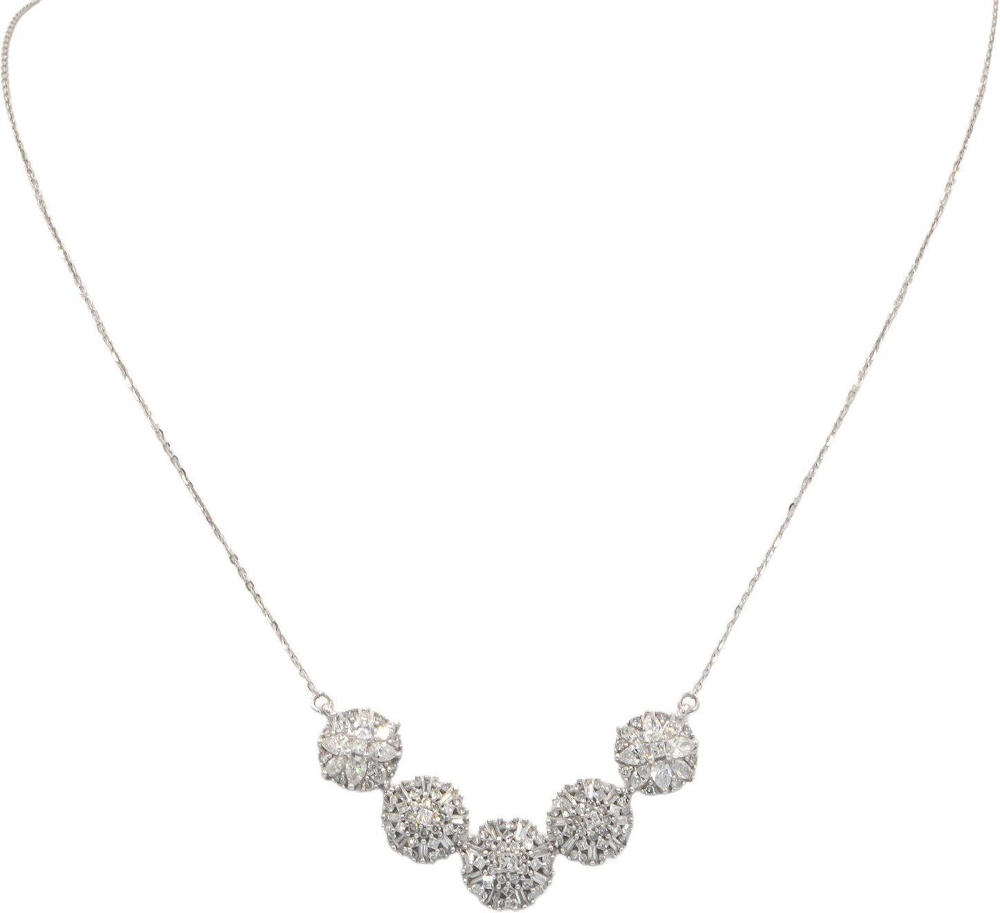 10k White Gold 1.50CT Round Cut Diamond Cluster Circle Pendant Necklace