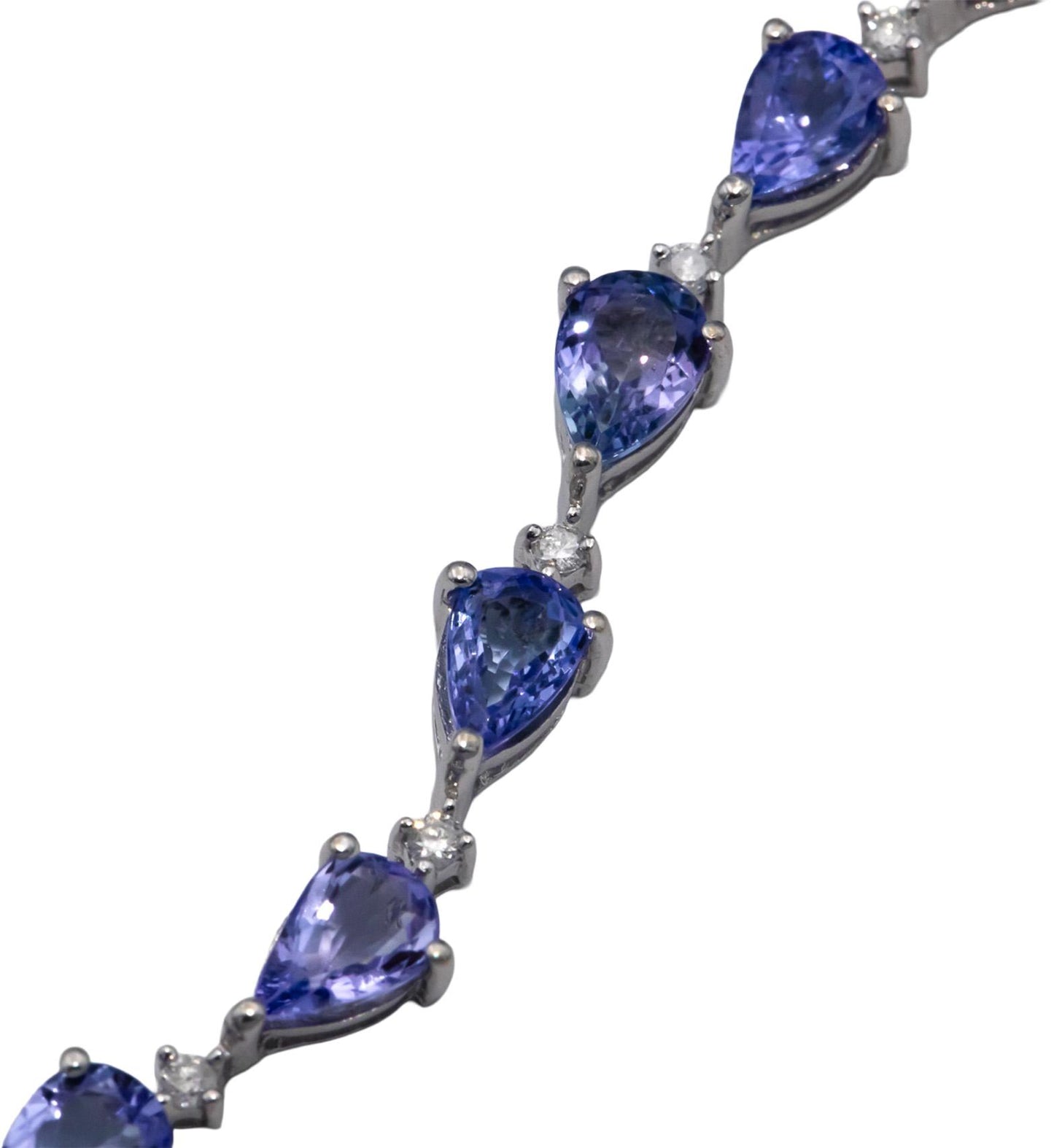 14k White Gold 9.30CT Diamond and Tanzanite Fancy Link Bracelet
